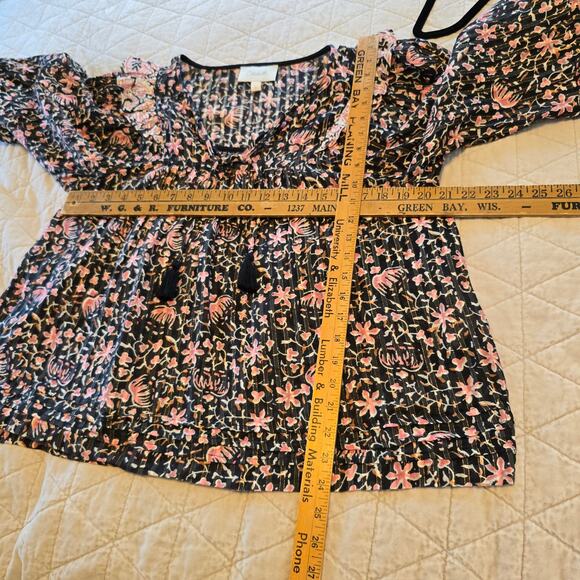 Cleobella Brynlee Blouse Women's M Black Pink Organic Cotton Cottagecore Boho - Picture 9 of 9